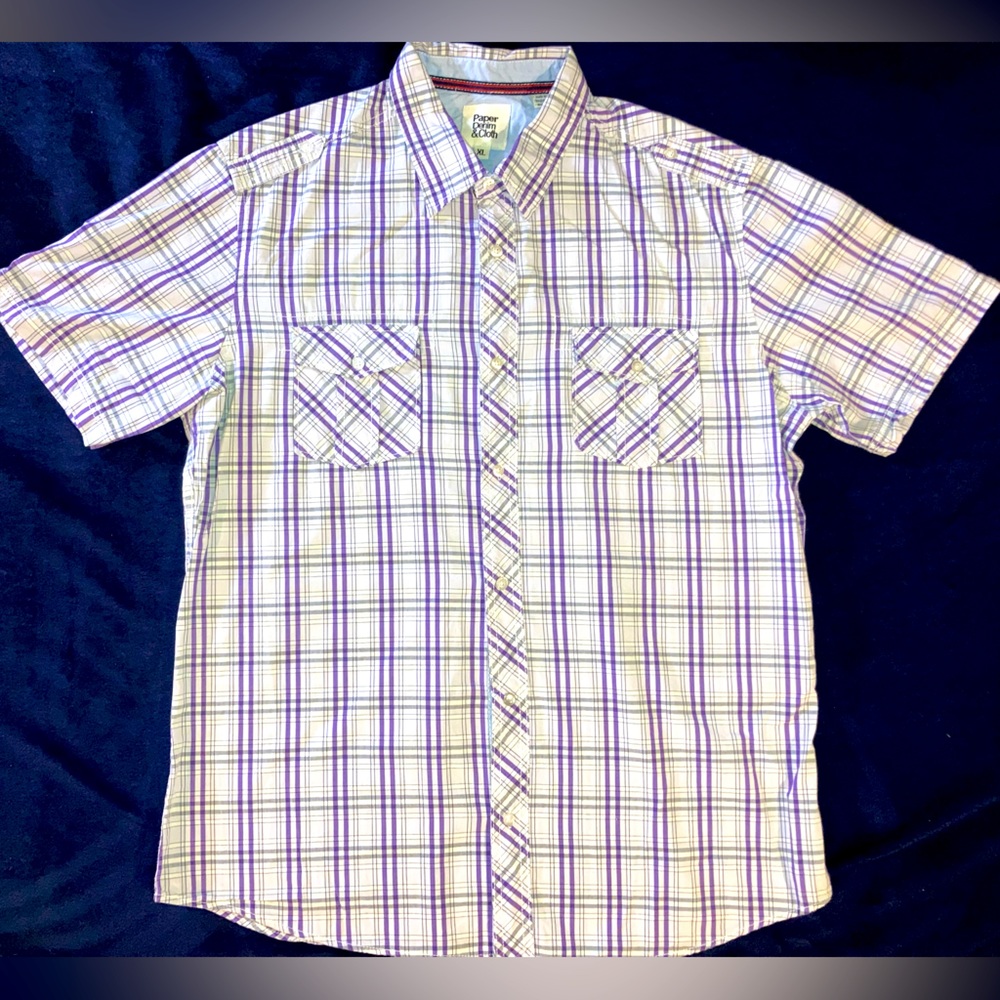 Pre Owned Paper Denim & Cloth Button Down Button Up Casual shirt, xl, purple